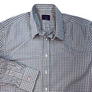 Untuckit Men's Large Grey White Plaid Button Long Sleeve Shirt Preppy Ivy Career